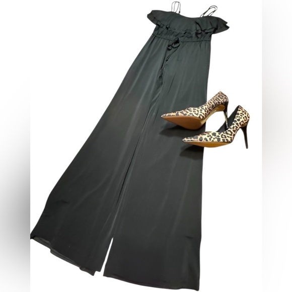 Vintage BEBE Sexy Black Sleeveless Jumpsuit Tie Waist Adjustable Strap Y2K XS - Picture 4 of 16